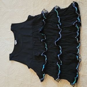Black Tank with Ruffles & Iridescent Trim. Large